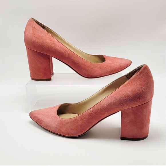 Pour La Victoire Suede Pointed Toe Stacked Heels - Picture 4 of 13